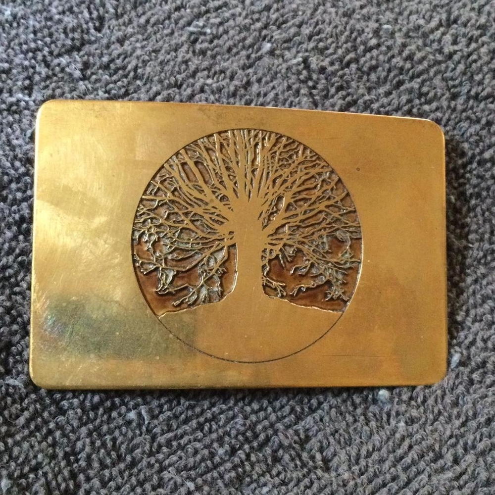 Gold Tree Design Belt Buckle